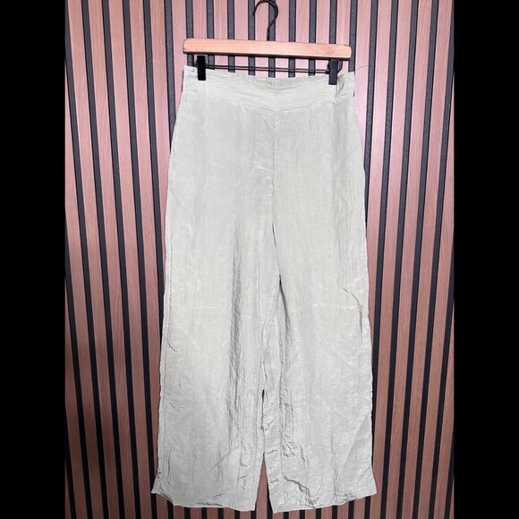 House of Harlow Pants Medium Womens Green Mint Paperbag Satin Straight High Rise - Picture 1 of 9